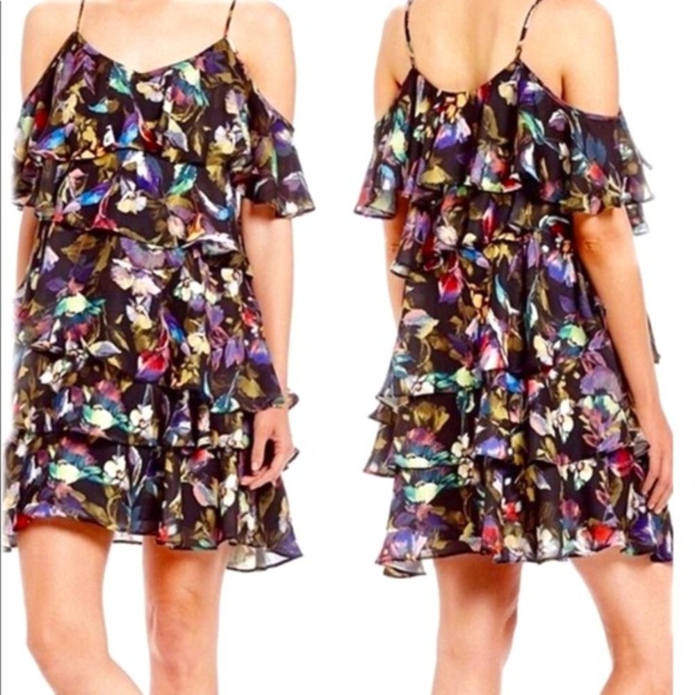 Gianni Bini Cold-shoulder Ruffled Dress
